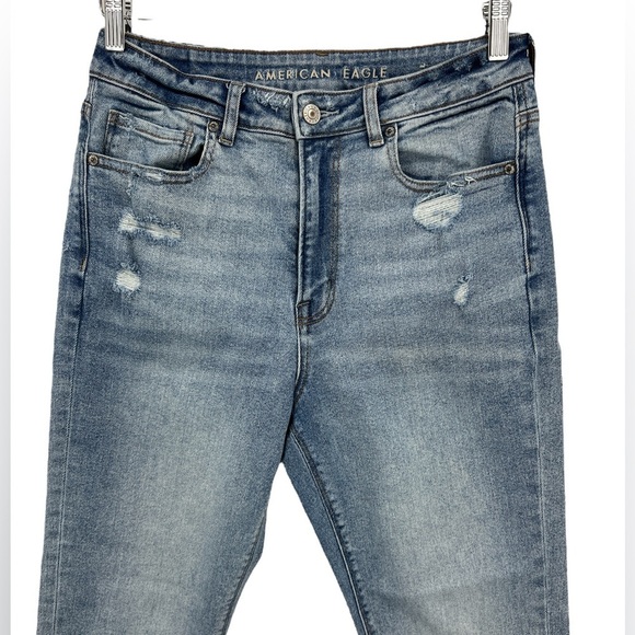 American Eagle stretch, high waist, distressed jeans, size 6 New - Picture 3 of 11